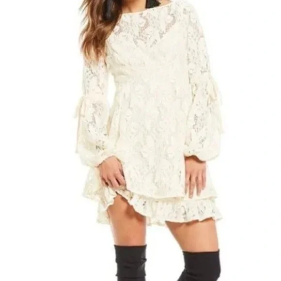 NWT Free People Ruby Cream Boho Mini Lace Dress - Picture 5 of 5